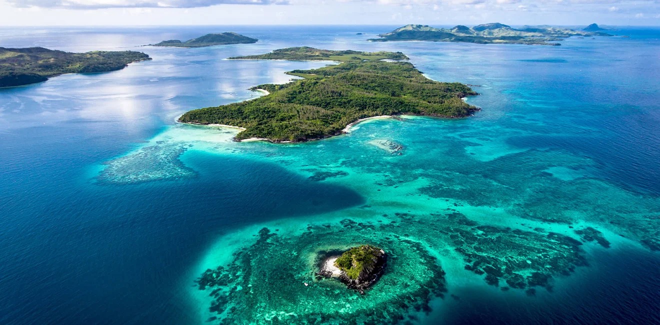 Fiji coastline and tropical island landscape